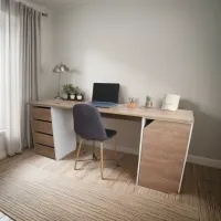 Escritorio Amplio Cajonera Y Puerta Melamina Estudio Gamer