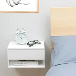 Mueble Mesa Noche Cajon Flotante Blanco Melamina 18 Mm Mueble Mesa Noche Cajon Flotante Blanco Melamina 18 Mm